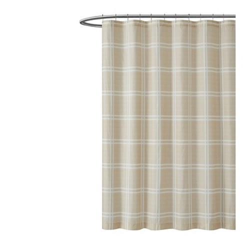 Leon Plaid Shower Curtain Khaki Truly, Aggersund Shower Curtain