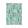 Aqua Teal Blue And Lime Green Abstract Washable Indoor Outdoor Area Rug - 3 of 4