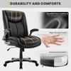COLAMY High Back Big Tall Office Chair 400lb Flip-up Arms Bonded Leather Adjustable Height Wide Seat Executive Home Office Desk Chair, Black - 2 of 4