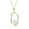 Guili Elegant Sterling Silver Gold Plated Necklace with Halo Freshwater Pearl, designed to bring timeless elegance and charm to any outfit. - 2 of 3