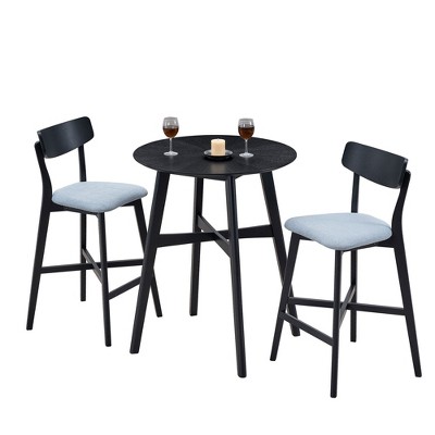 NicBex 3 Piece Bar Table Set Modern Counter Height Round Kitchen Table with Upholstered Cushion Bar Stools Set of 2,Suitable for Kitchen