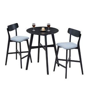 NicBex 3 Piece Bar Table Set Modern Counter Height Round Kitchen Table with Upholstered Cushion Bar Stools Set of 2,Suitable for Kitchen - 1 of 4