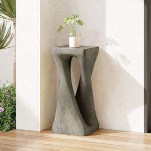 MAYEERTY 1 Pack Twist Shape Side Table, Artistic Wood-Grain End Table for Indoor Outdoor Living Room, Patio - 1 of 4