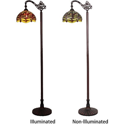 Empress Dragonfly Tiffany-Style Bronze Stained Glass Reading Floor Lamp