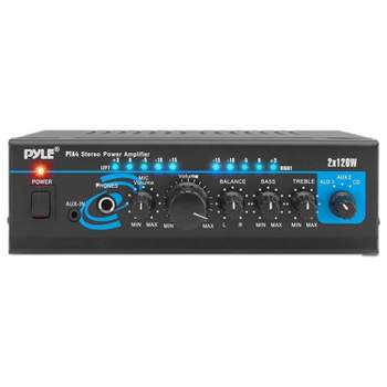 Pyle PTA4 Mini Compact Bluetooth 240 Watt 2 Channel Home Audio Amplifier Stereo Receiver Sound System with Microphone Input for Wireless Streaming