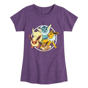 Girls' - Pokémon - Eevee Group Fitted Short Sleeve Graphic T-Shirt - 1 of 4