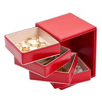 Dropship Red Velvet Chinese Style Small Three Layers Jewelry Storage  Organizer Box Random Embroidery Travel Portable Jewelry Holder to Sell  Online at a Lower Price