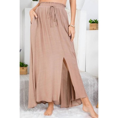 Women's Curvy Smocked Drawstring Maxi Skirt - Sweet Lovely by Jen