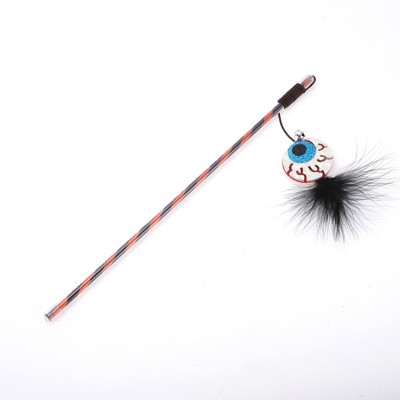 Unique Bargains Convenient Eyes Pattern Cat Playing Rod Blue 1 Pc