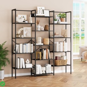5-Tier Industrial Bookcase with 14 Open Shelves – Wide Etagere Bookshelf for Storage and Display in Living Room, Home Office, or Study - 1 of 4