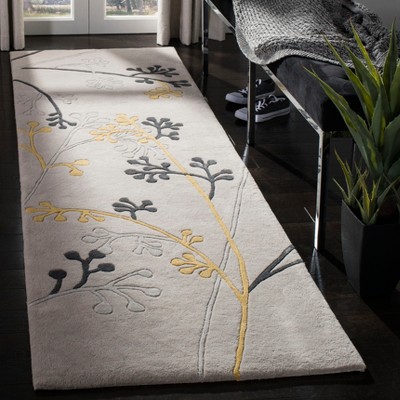 Gray Hand-Tufted Wool and Viscose Runner Rug