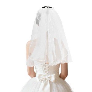 Unique Bargains Comb Wedding Veil White 1 Pcs - 1 of 4