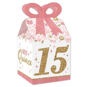 Big Dot of Happiness Mis Quince Anos - Square Favor Gift Boxes - Quinceanera Sweet 15 Birthday Party Bow Boxes - Set of 12 - 1 of 4