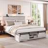 Okak Queen/Full Size Platform Bed Frame with Storage Cabinet & Charging Station,Farmhouse Wood Slats Design Master Bedroom Bed - 3 of 4