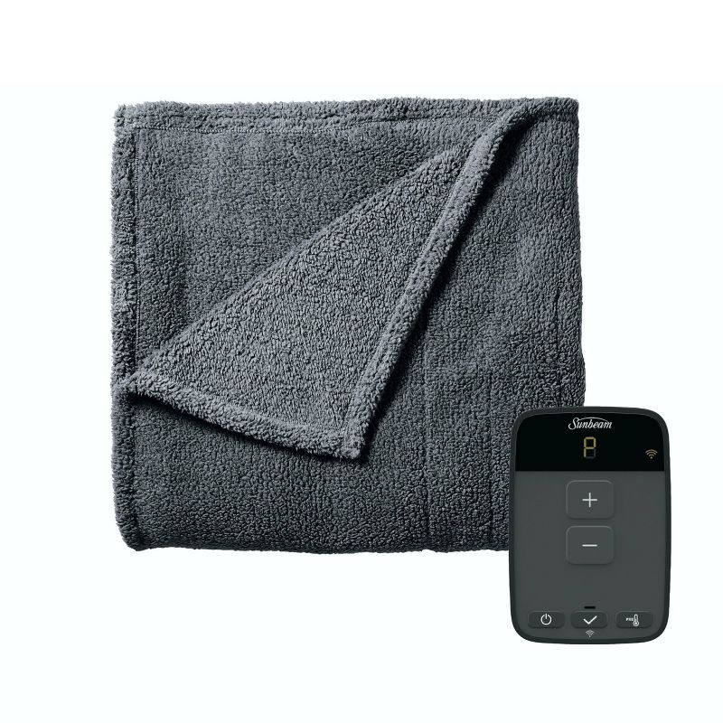 Sunbeam Full Size Electric Lofttec Heated Blanket in Slate with Wi-Fi Connection, 1 of 4