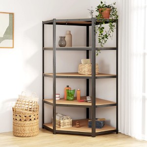 VidaXL 5-Layer Corner Shelf Anthracite Steel&Engineered Wood - 1 of 4