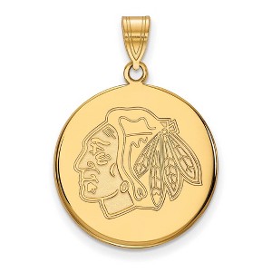 Black Bow Jewelry 14k Yellow Gold Chicago Blackhawks NHL Large Pendant - 1 of 3