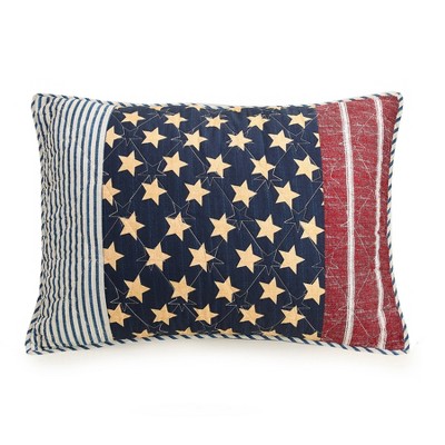 Twin Blue Cotton Reversible Americana Quilt Set