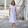 ADR Women's Cotton Nightgown Amelia Short Sleeve Lace Trim Button Up Long Vintage Night Dress Gown - 2 of 4