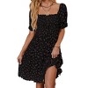 Women's Square Neck Short Sleeve Smocked Ruffled Hem Floral Midi Dress - 2 of 4