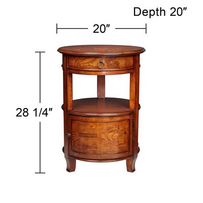Kendall Vintage Cherry Wood Round Accent Table with Storage
