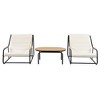 Okak 3-Piece Outdoor Chaise Lounge Set with Acacia Side Table,Patio Loungers with Weather-Resistant Steel Frame for Poolside,Lawn,Beach - 2 of 4