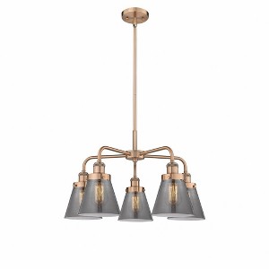 Cone - 5 Light Stem Hung Chandelier In Art Deco Style-14.75 Inches Tall and 24.25 Inches Wide - 1 of 1