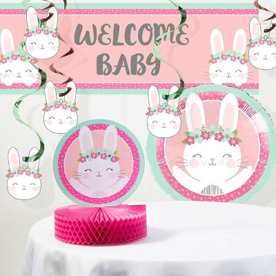 "Welcome Baby" Bunny Print Shower Kit