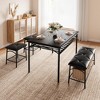 Square Dining Table Set for 4 with Wood Tabletop, 2 Upholstered Chairs & Bench, Heavy-Duty Metal Frame, Storage Dinette Set for Dining Room - 4 of 4