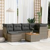 vidaXL Patio Sofa Set with Cushions Outdoor Furniture 7 Piece Poly Rattan - Gray - 2 of 4