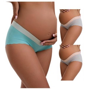 INSPIRE CHIC Women's Low Waist Ice Silk Briefs Pregnancy Under the Bump Underwear 3 Packs - 1 of 4