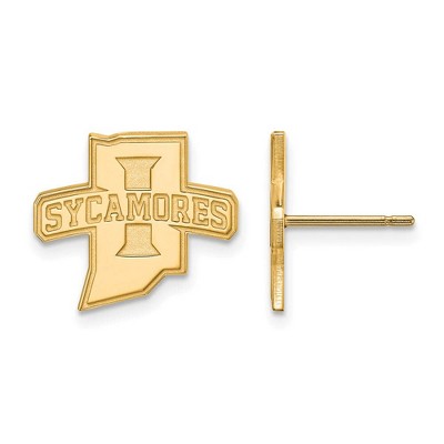 Black Bow Jewelry 10k Yellow Gold Indiana State Sycamores NCAA Post Earrings