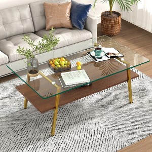 Glass Coffee Table Modern Cocktail Table Center Table Accent Table-ModernLuxe - 1 of 4