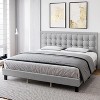 Button Tufted Upholstered Headboard Bed Frame, Sturdy Metal Foundation with Wood Slats, No Box Spring Needed, Platform Design for Bedroom. - 3 of 4