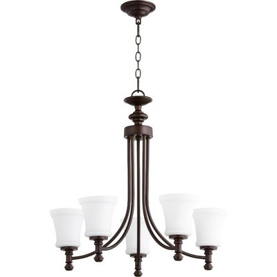 Quorum Lighting Rossington 5-Light Chandelier, Oiled Bronze Finish, Clear/Seeded Glass
