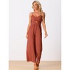 INSPIRE CHIC Women's Casual Sleeveless Cut Out Smocked Loose Wide Leg Jumpsuits - 3 of 4