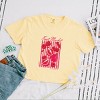 S.W.Smiley Fruit Market Pomegranate - Women's Boxy Crop Top Graphic T-Shirt - 3 of 4