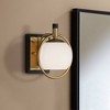 Possini Euro Design Carlyn Modern Wall Light Sconce Warm Brass Black Hardwire 8" Fixture Milky White Globe Glass for Bedroom Bathroom Vanity Reading - 2 of 4