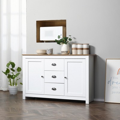 White MDF Kitchen Sideboard with Adjustable Shelves and Drawers