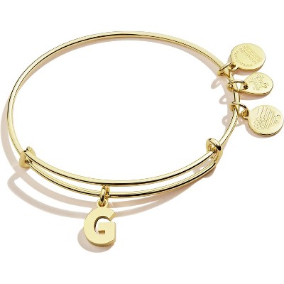 Alex and Ani Expandable Bangle for Women, Initials A to Z Letter Charms, Shiny Finish, 2 to 3.5 in