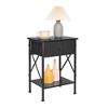 VECELO Modern X-Design Nightstand, End/Side Table with Fabric Drawer & Open Storage Shelves for Bedroom or Living Room - 2 of 4