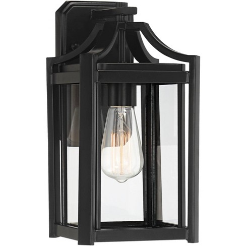 LNC Craftsman 13.5 in. H 1-Light Textured Black Outdoor Wall Lantern Sconce  with Water Glass Shade Exterior Light Fixture A03321 - The Home Depot