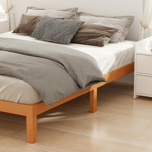 Okak Natural Solid Wood Platform Bed Frame with Support Slats,Pine Primary Bedroom Bed,No Spring Box Needed - 1 of 4