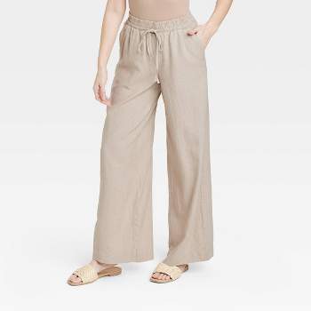 Women's High-Rise Wide Leg Linen Pull-On Pants - A New Day™