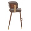 Barstool – 39.4" H, Faux Leather in Brown & Walnut Finish With Steel Legs– Modern by Zuo Modern - 3 of 4