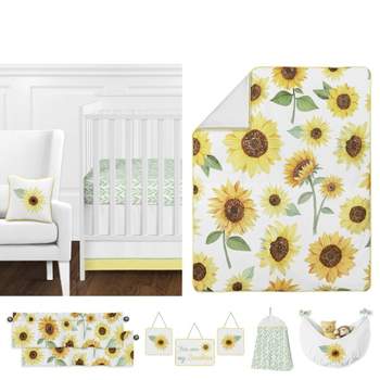 Sweet Jojo Designs Girl Baby Crib Bedding Set - Sunflower Yellow Brown and Green 11pc