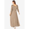 Roaman's Petite Plus Size Sparkle Lace Popover A-Line Gown With 3/4 Sleeves - 3 of 4