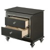 Gulches Nightstand, 30 Inch High in Metal - Gray Finish, Equipped with 2 Drawers and Wooden Legs - 3 of 4
