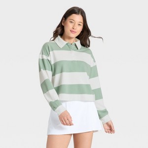 Women's Modal French Terry Polo Sweatshirt - All In Motion™ - 1 of 4