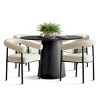 5-Piece Dining Set for 4 ,Wood 46" Round Dining Table with Upholstered Boucle Dining Chairs with Metal Legs for Dining Room-Tanpinhause - 2 of 4